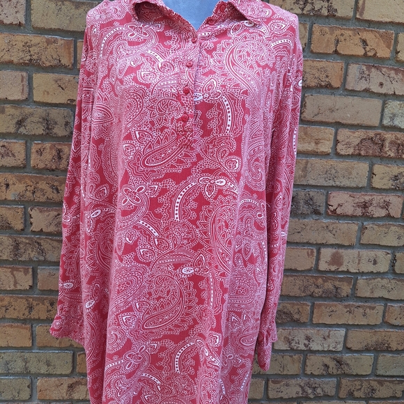 Paisley Red Women's Tunic Top - Picture 1 of 5